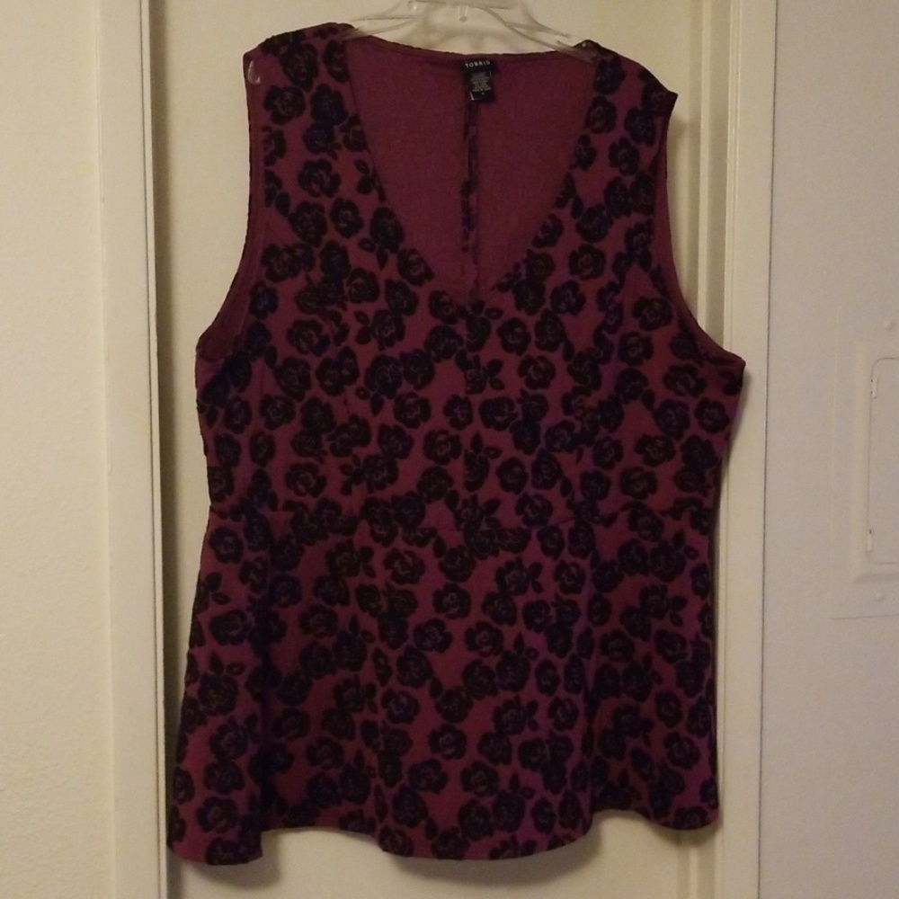 Torrid Velvet Burnout Peplum Top